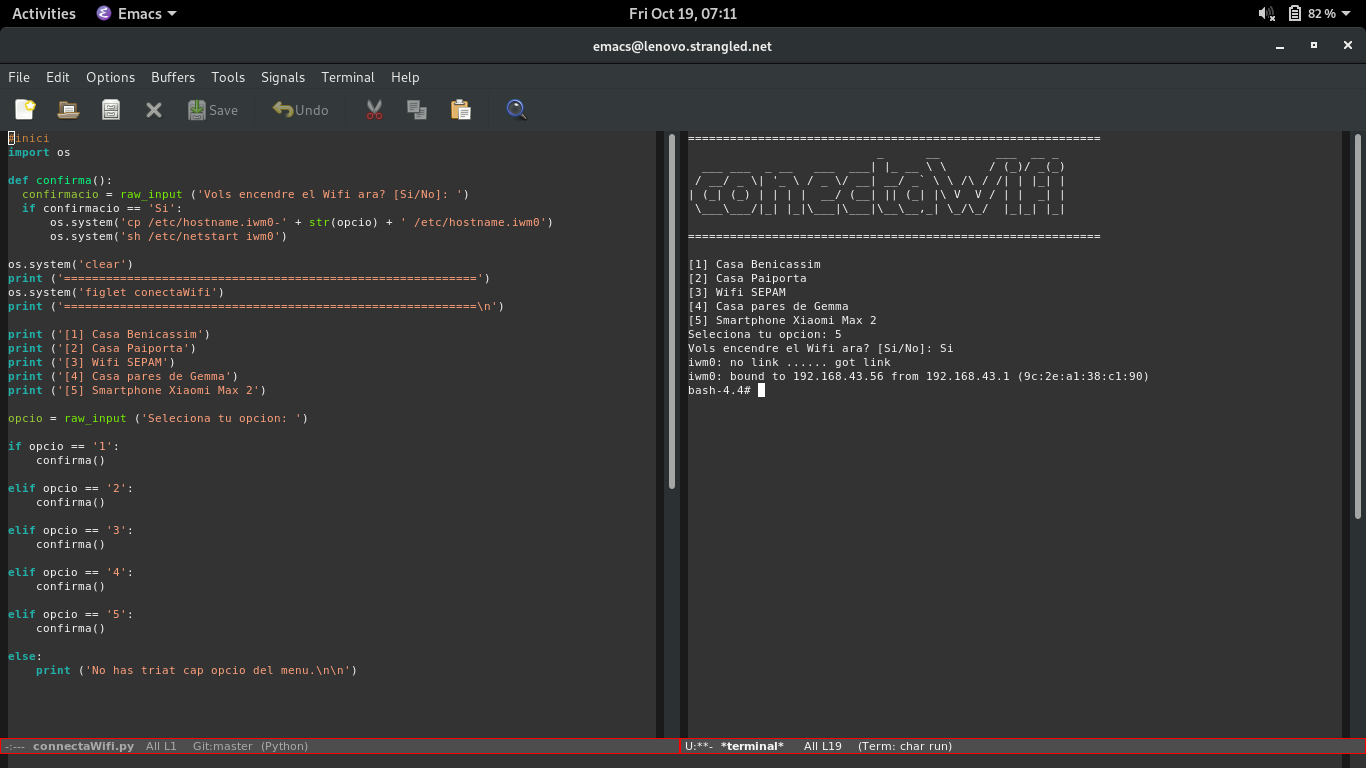 Utilitat connectaWifi.py per a connectar-me fàcilment a la xarxa al Thinkpad x250 amb OpenBSD