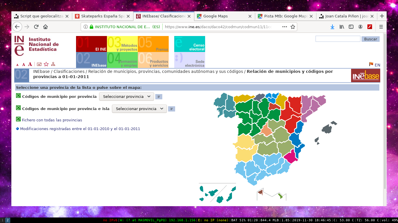 INE Llistat de municipis