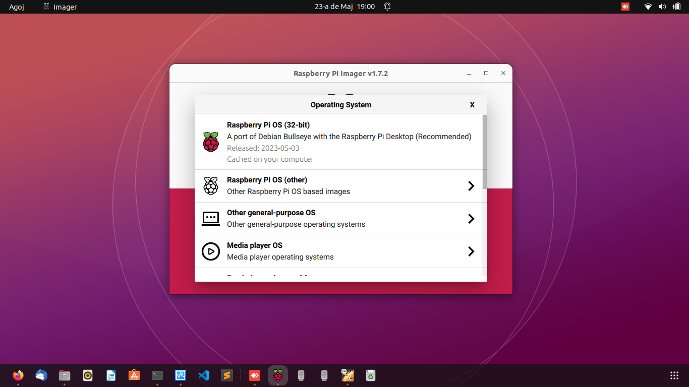 Seleccionem el sistema operatiu en Raspberry Pi Imager