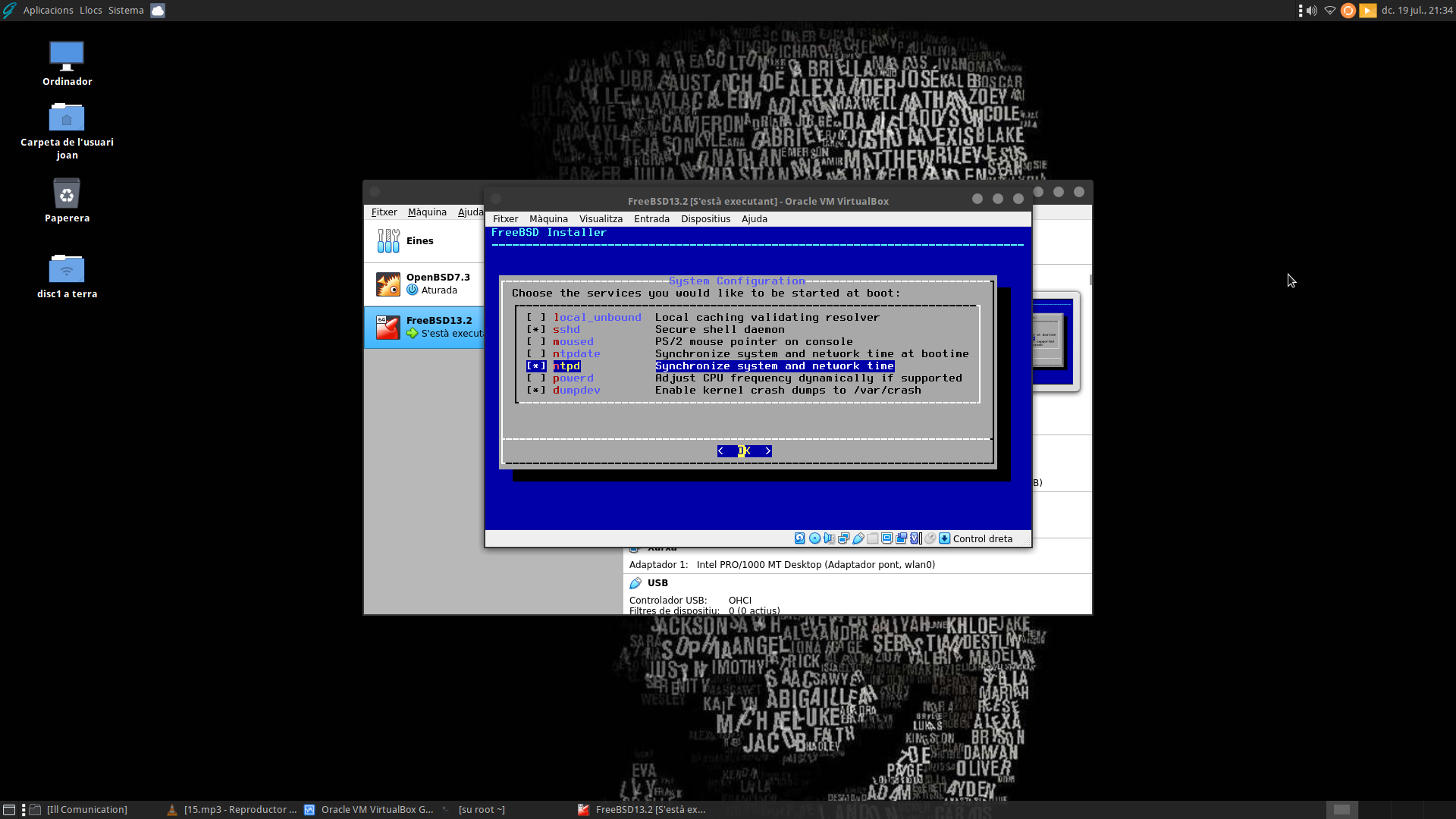 Instal·lant màquina virtual FreeBSD Virtualbox a GhostBSD