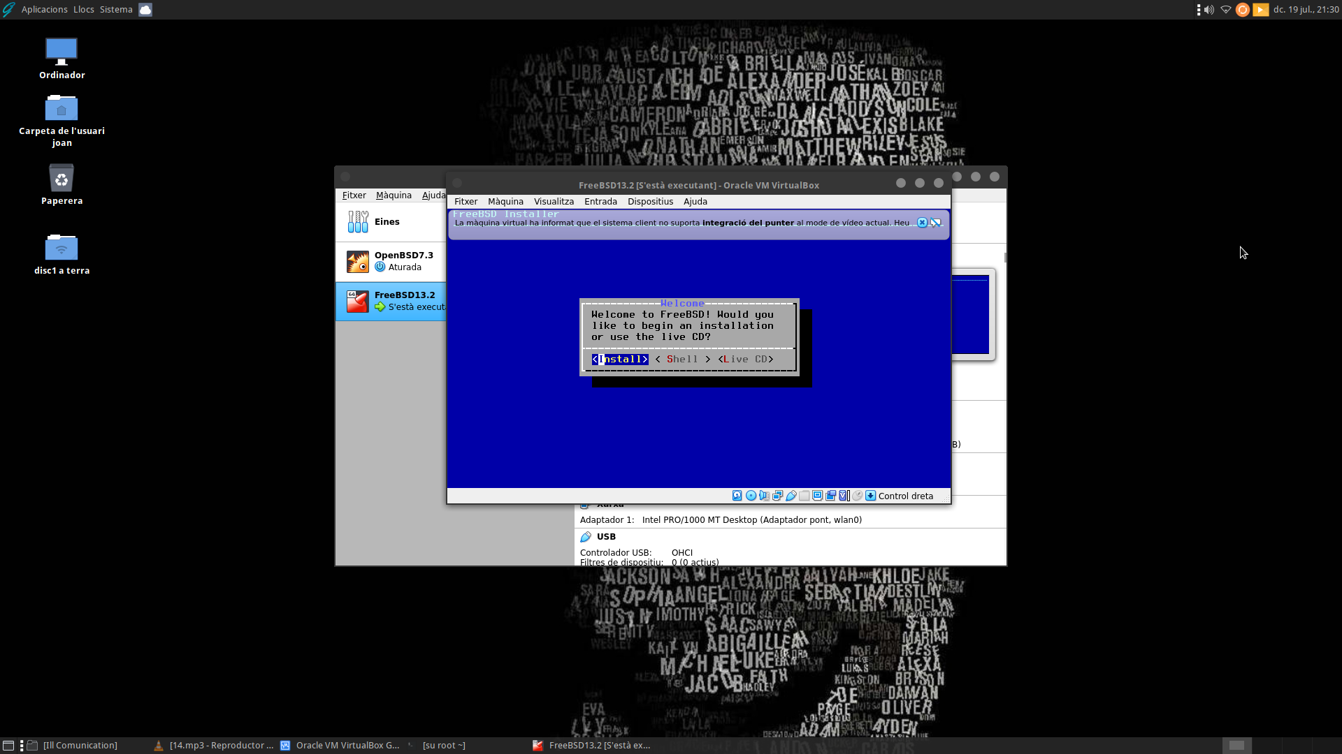 Instal·lant màquina virtual FreeBSD Virtualbox a GhostBSD