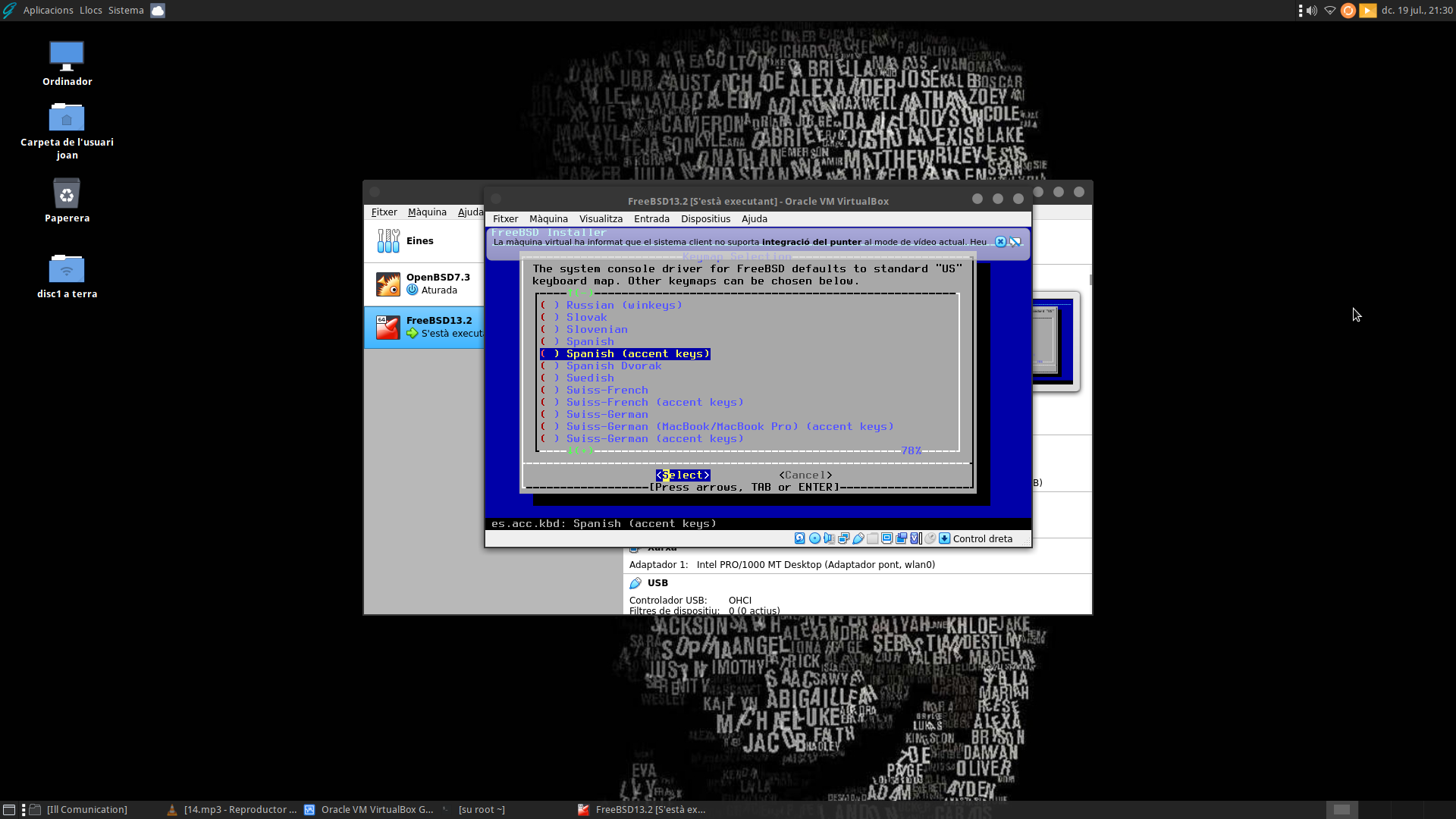 Instal·lant màquina virtual FreeBSD Virtualbox a GhostBSD