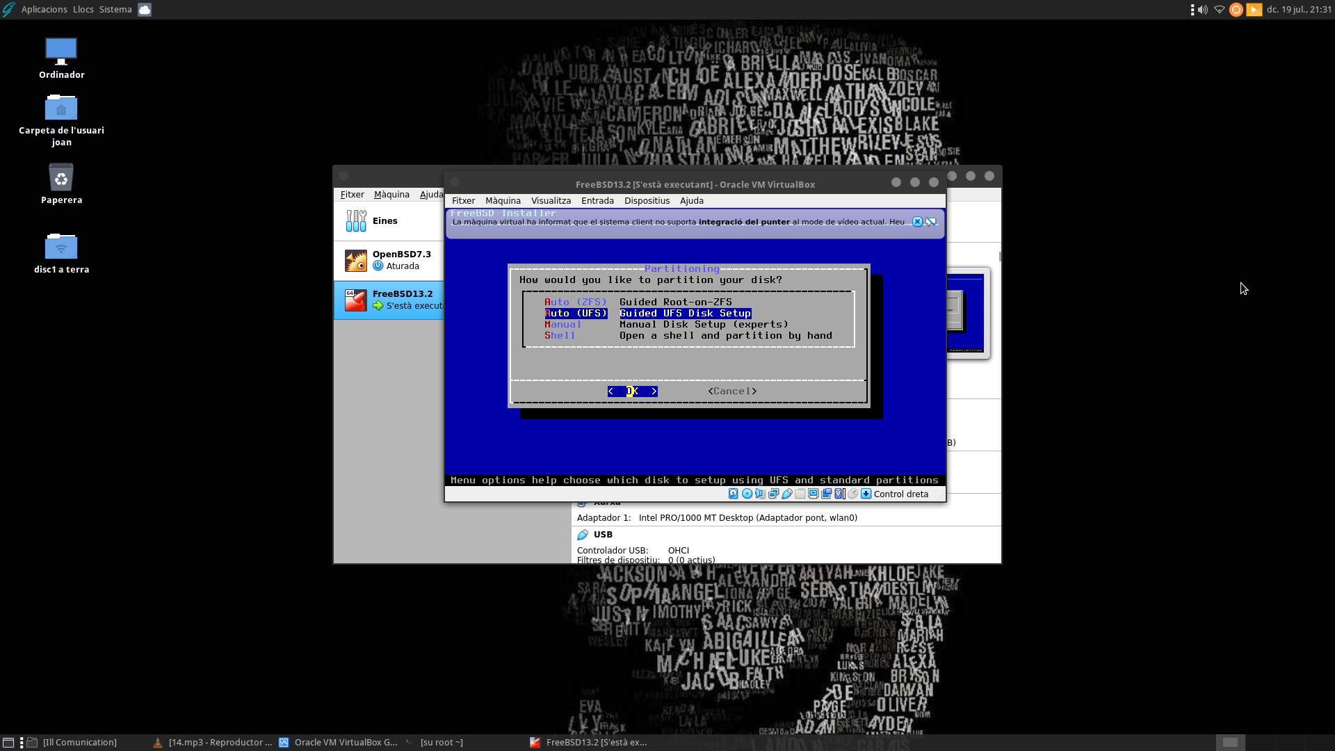 Instal·lant màquina virtual FreeBSD Virtualbox a GhostBSD