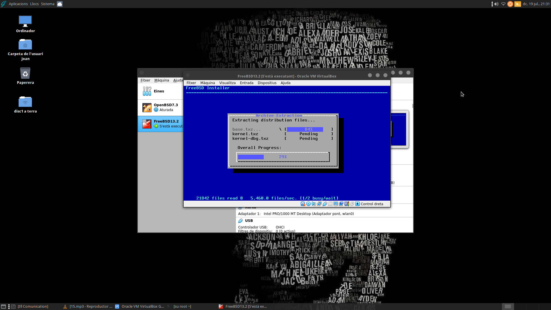 Instal·lant màquina virtual FreeBSD Virtualbox a GhostBSD