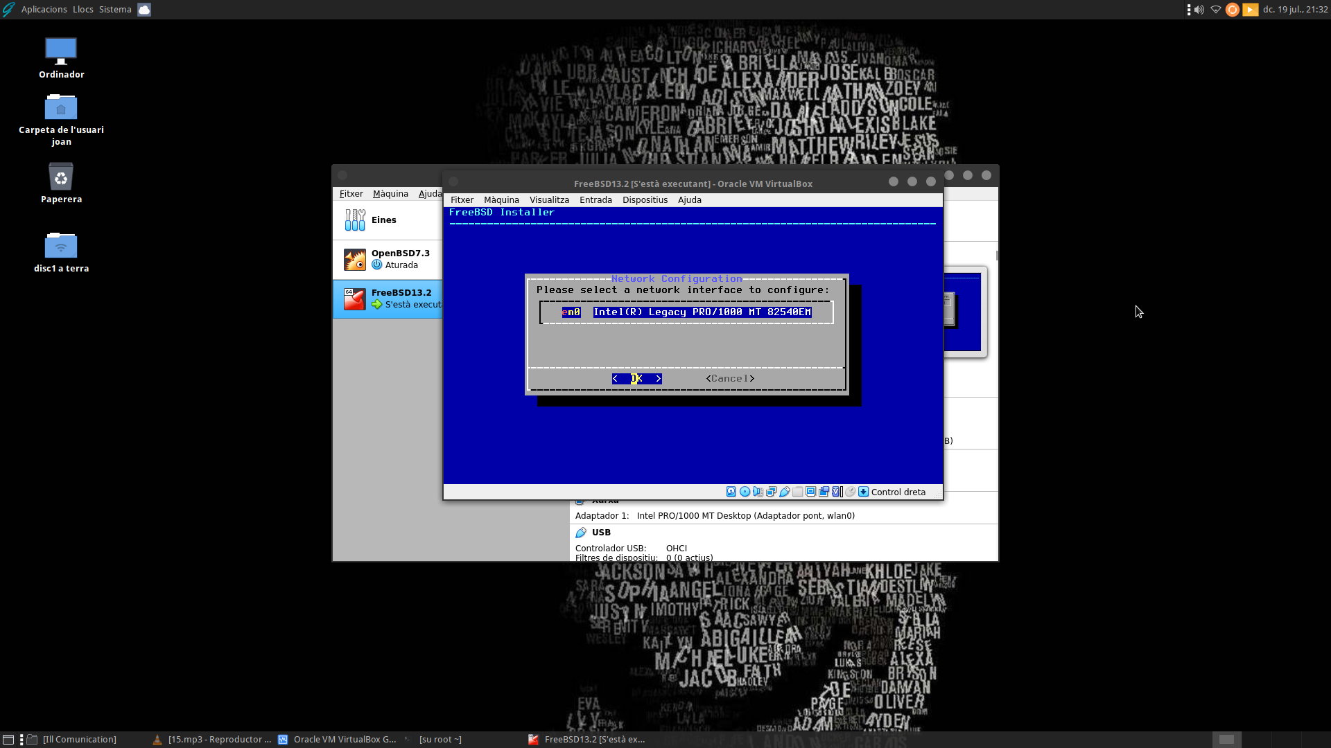 Instal·lant màquina virtual FreeBSD Virtualbox a GhostBSD