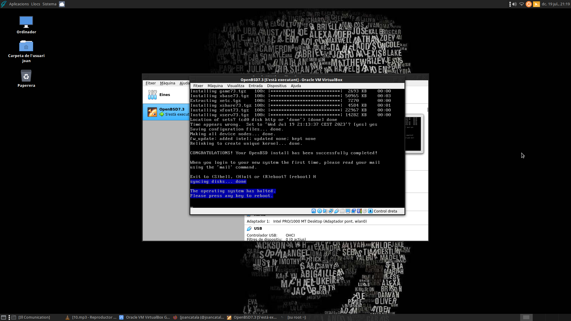 Captura de pantalla instal·lant OpenBSD 7.3 per al desenvolupament de projectes amb Drupal 10