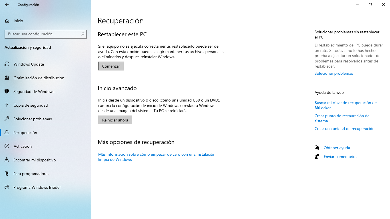 Resetejar Windows 10 a mode de fàbrica