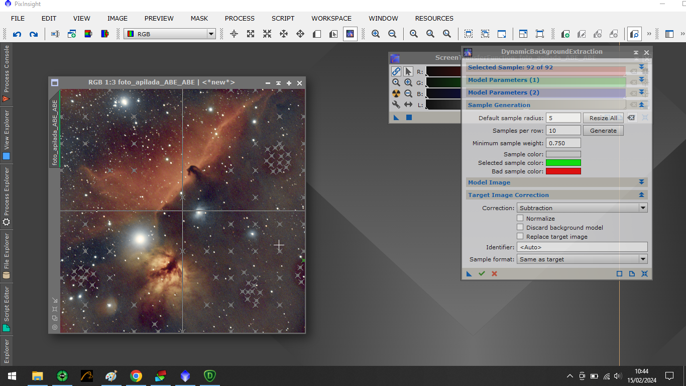 processant la nebulosa de la flama i el cap de cavall, NGC2024 i Barnard 33 o B33