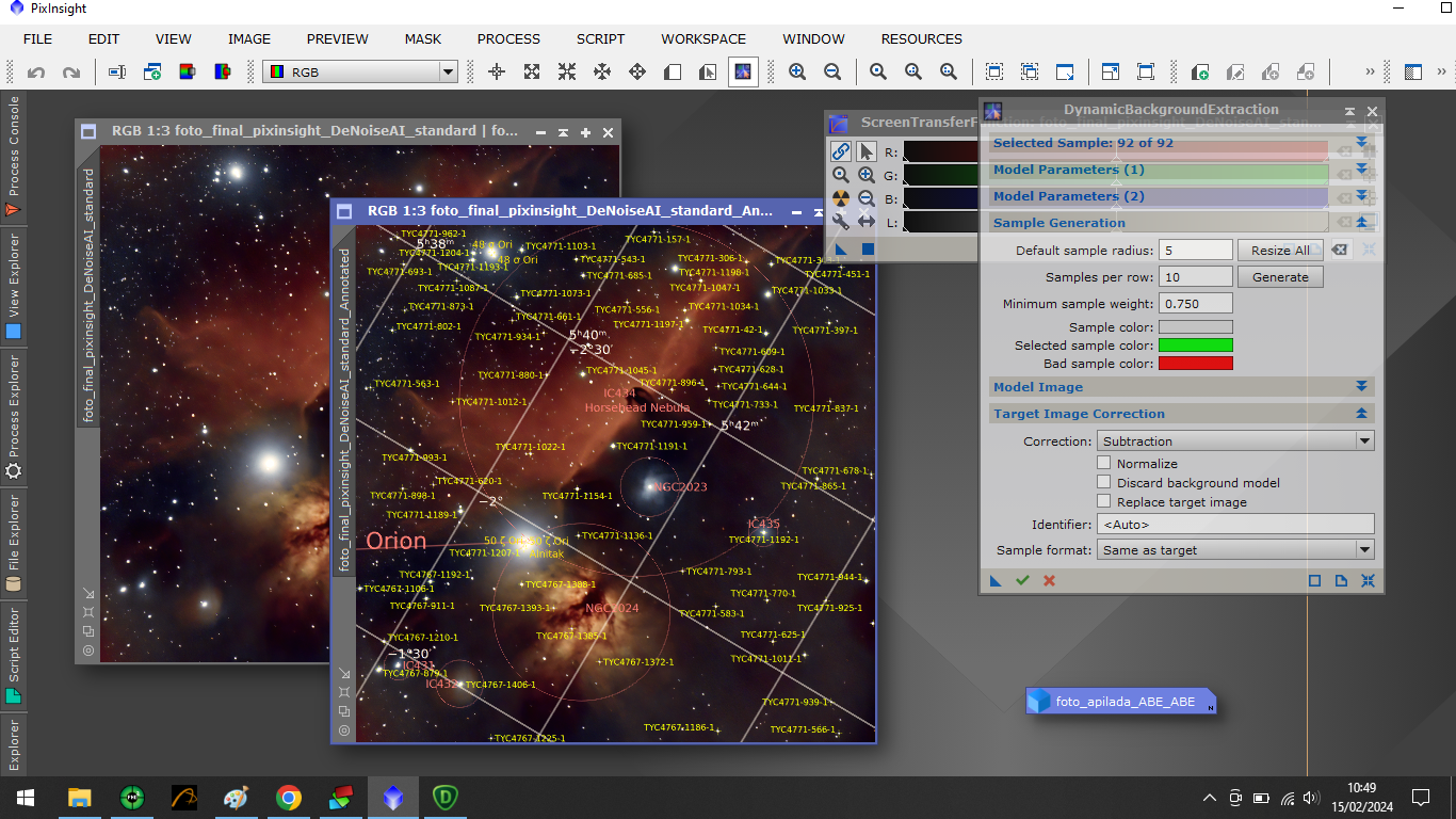 processant la nebulosa de la flama i el cap de cavall, NGC2024 i Barnard 33 o B33