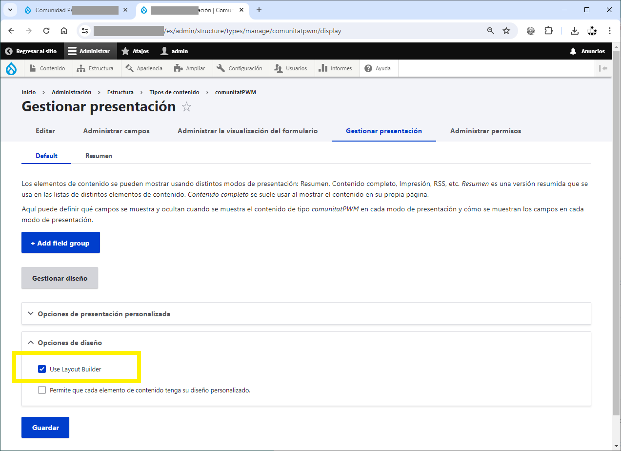 pestanyes Drupal