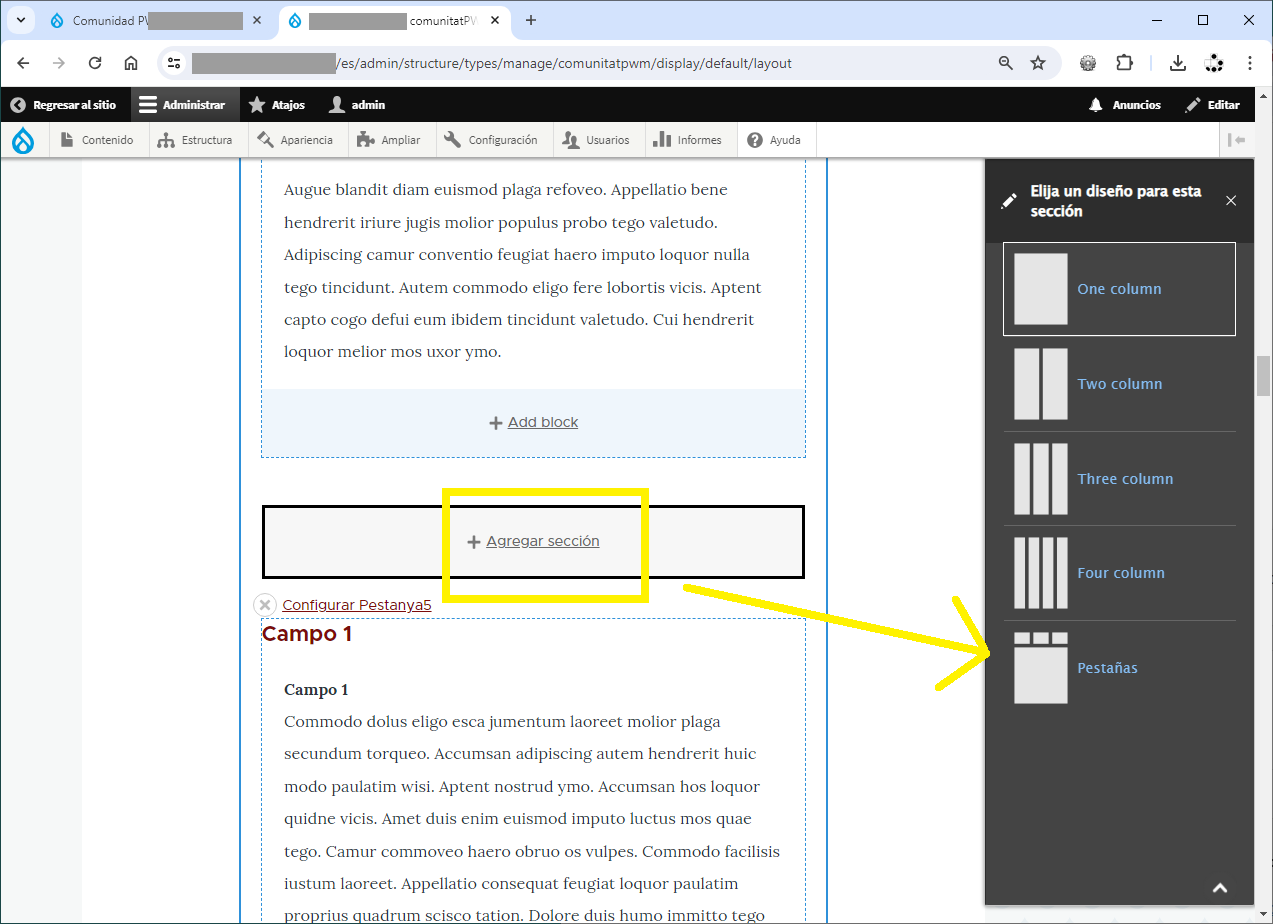 pestanyes Drupal