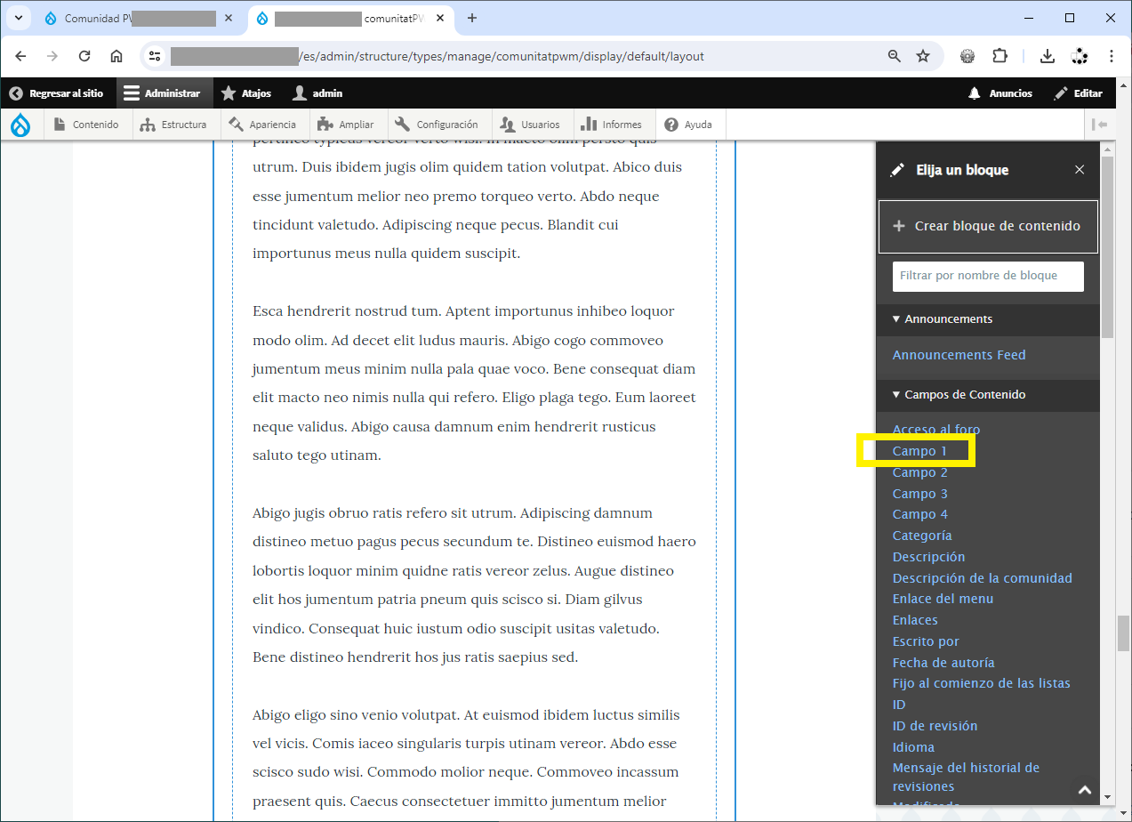 pestanyes Drupal