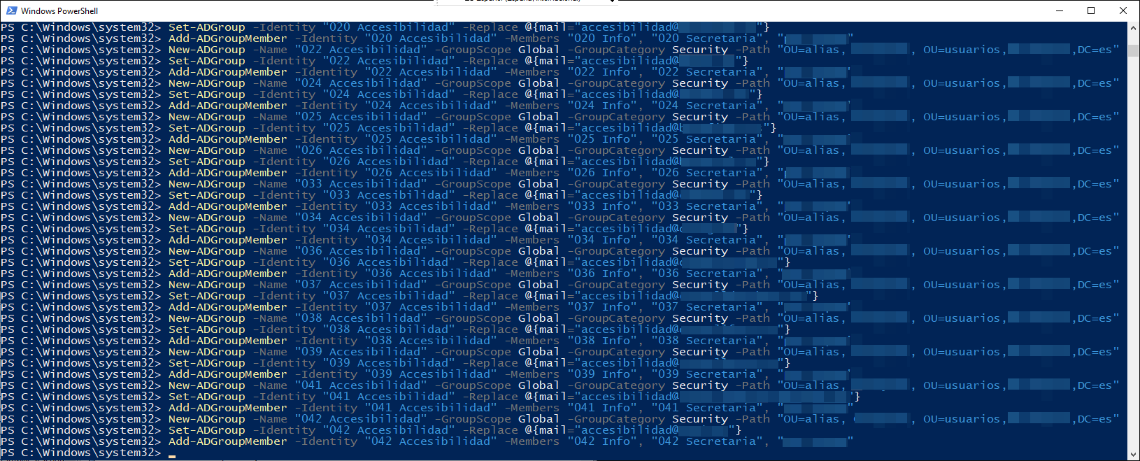 Creant grups i subgrups en Active Directory des de la terminal de PowerShell