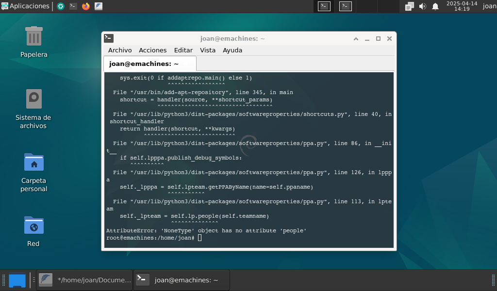 error afegint repositoris a Debian 12