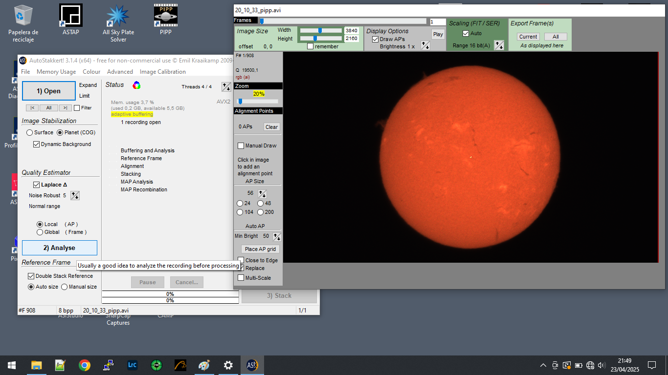 Processat astrofotografia solar per primera vegada