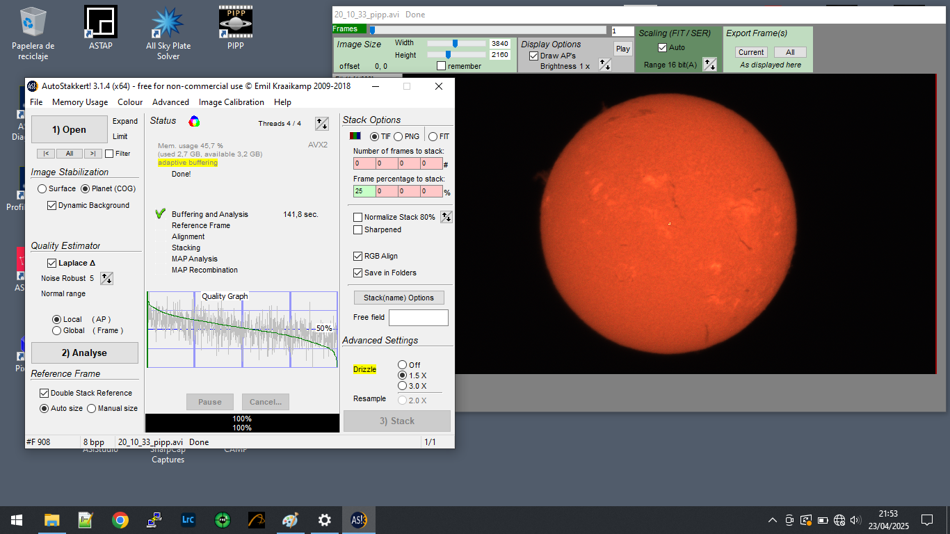 Processat astrofotografia solar per primera vegada