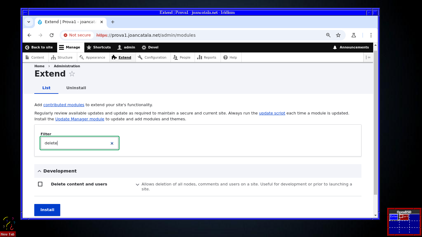instal·lem Delete All a Drupal