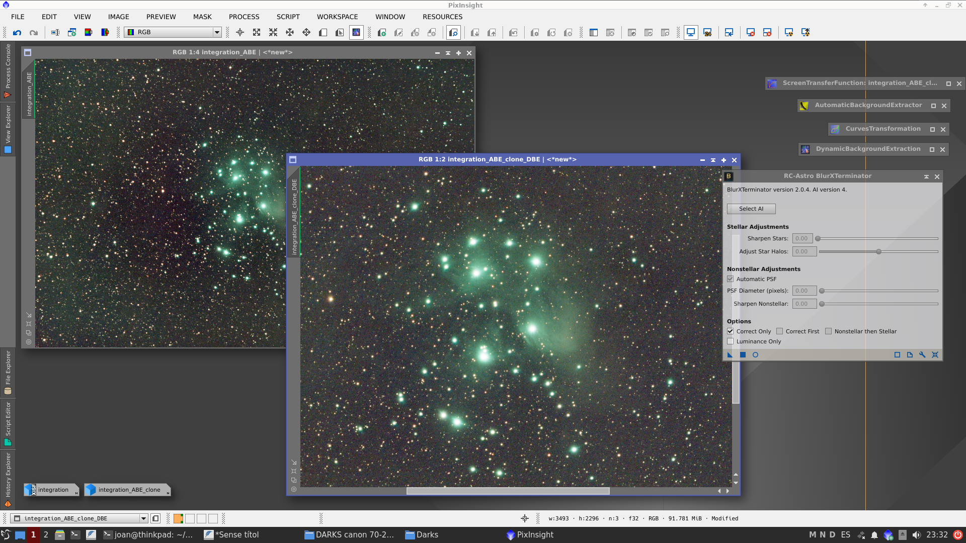 M45 amb un filtre molt restrictiu de 3nm