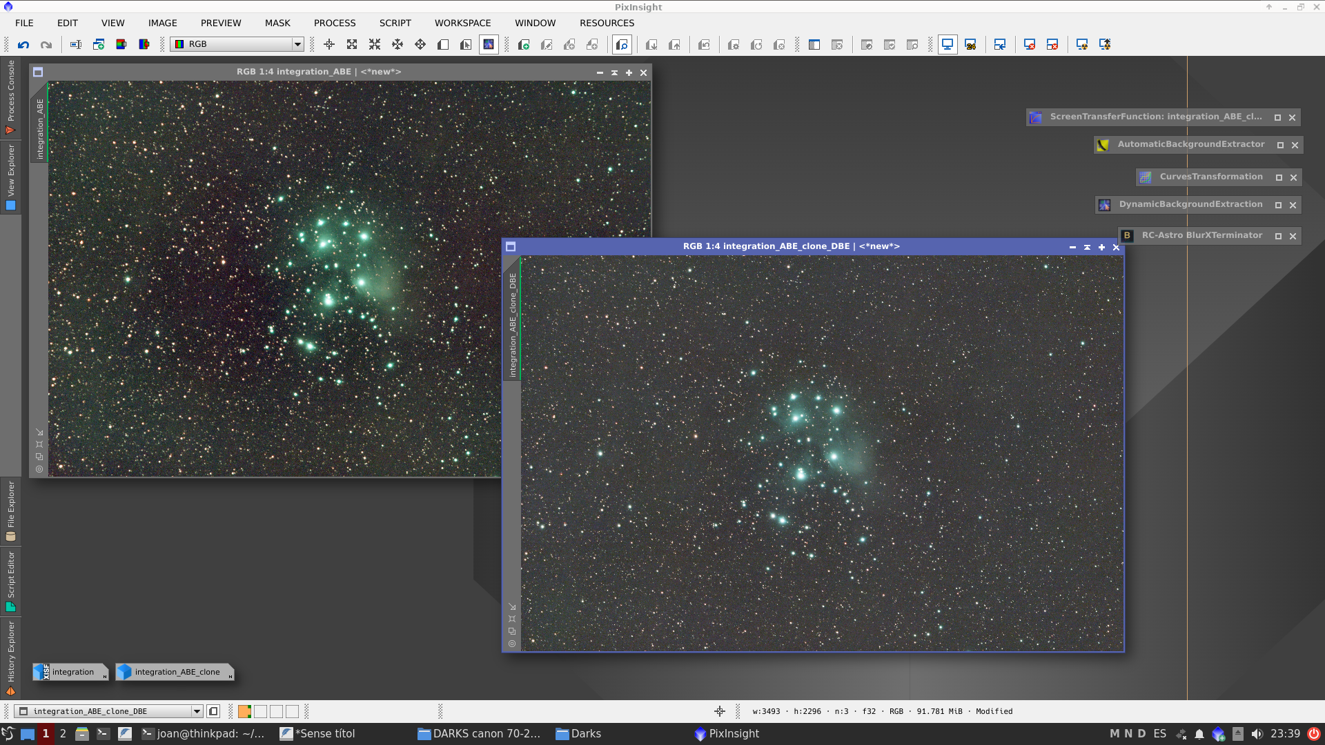 M45 amb un filtre molt restrictiu de 3nm