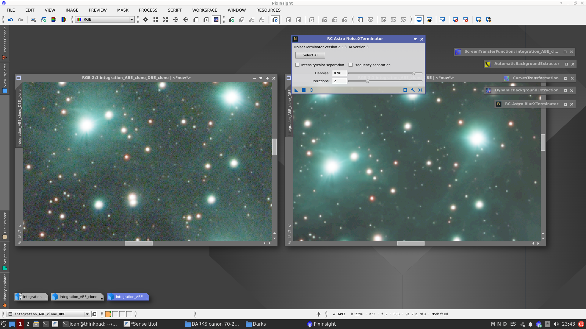 M45 amb un filtre molt restrictiu de 3nm