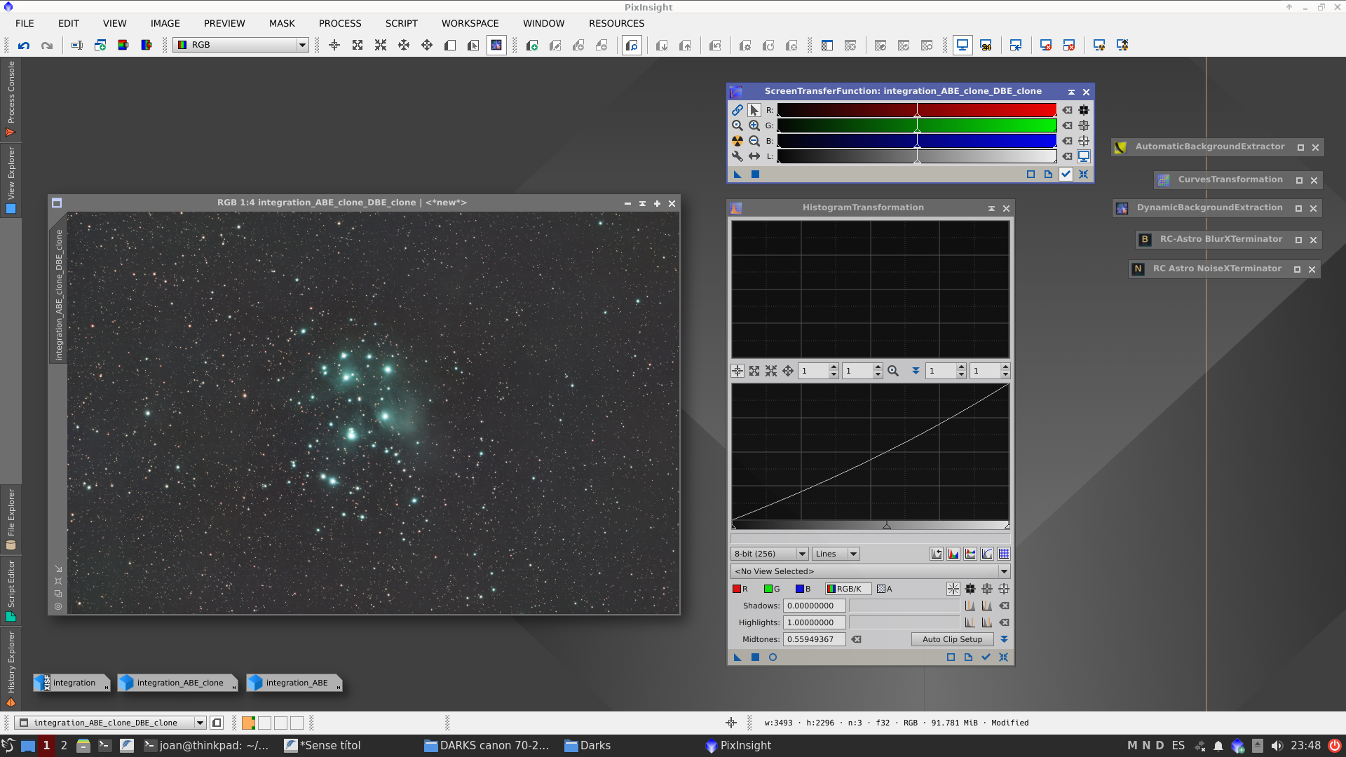 M45 amb un filtre molt restrictiu de 3nm