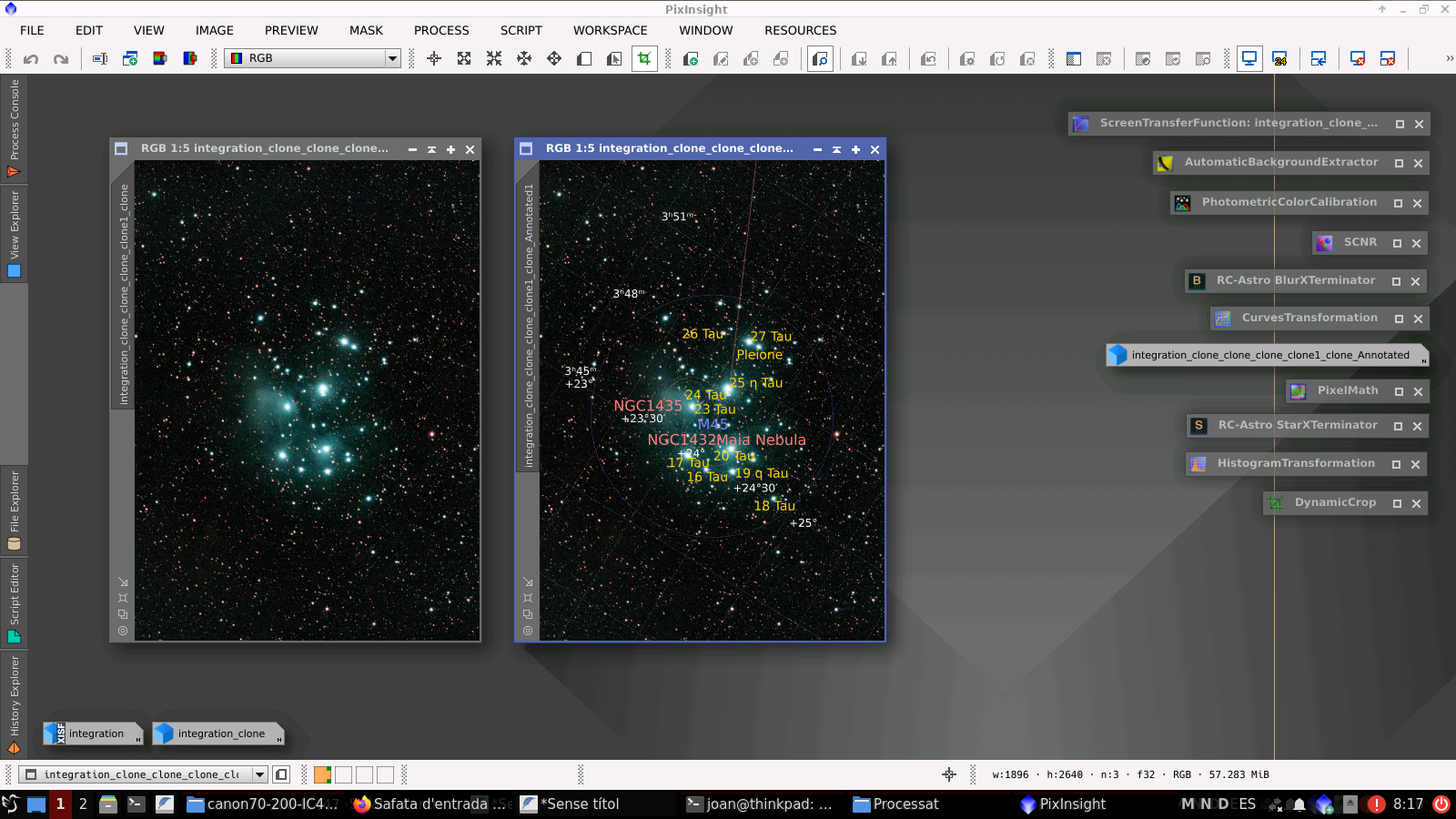 M45 amb un filtre Optolong L-Enhance
