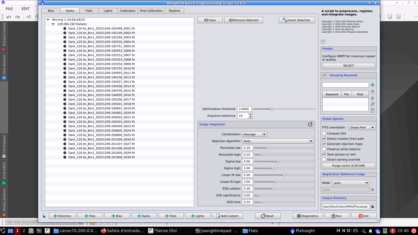 M45 amb un filtre Optolong L-Enhance