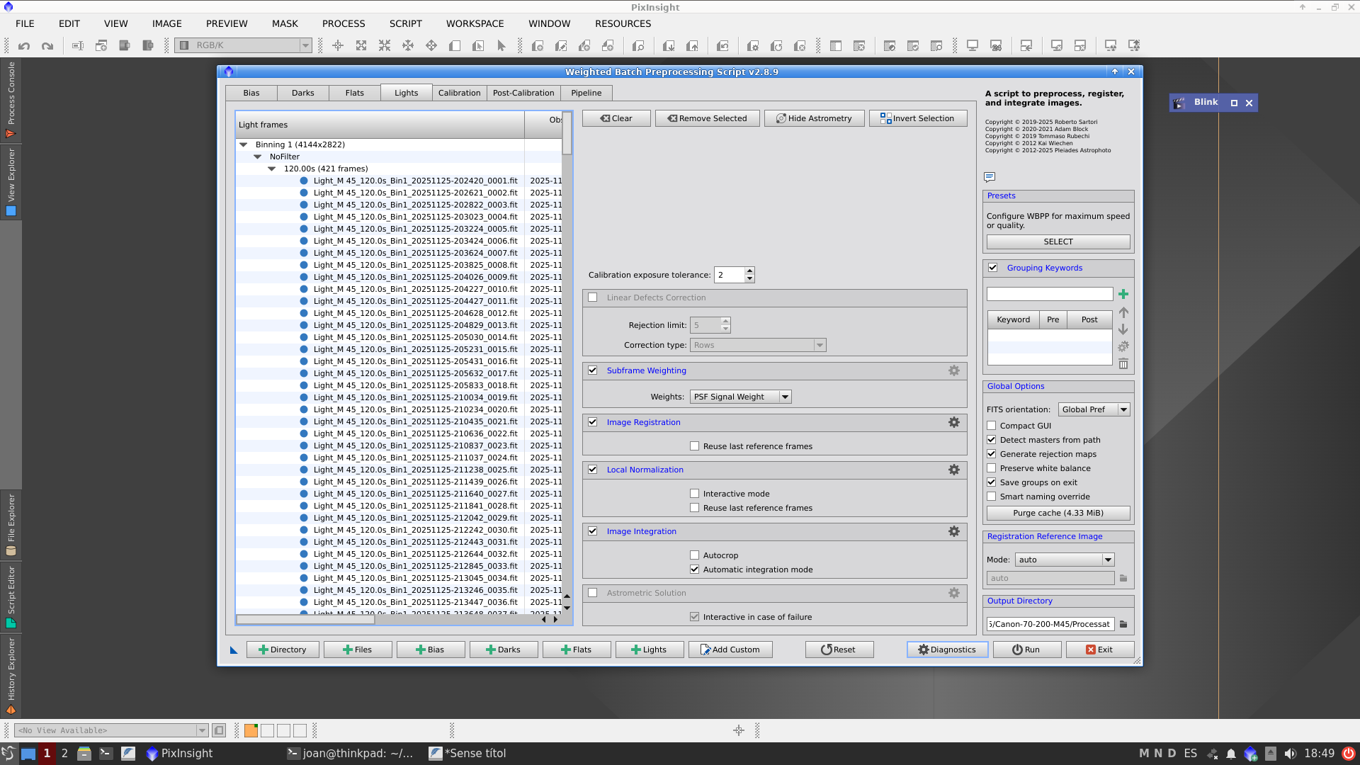 M45 amb un filtre molt restrictiu de 3nm