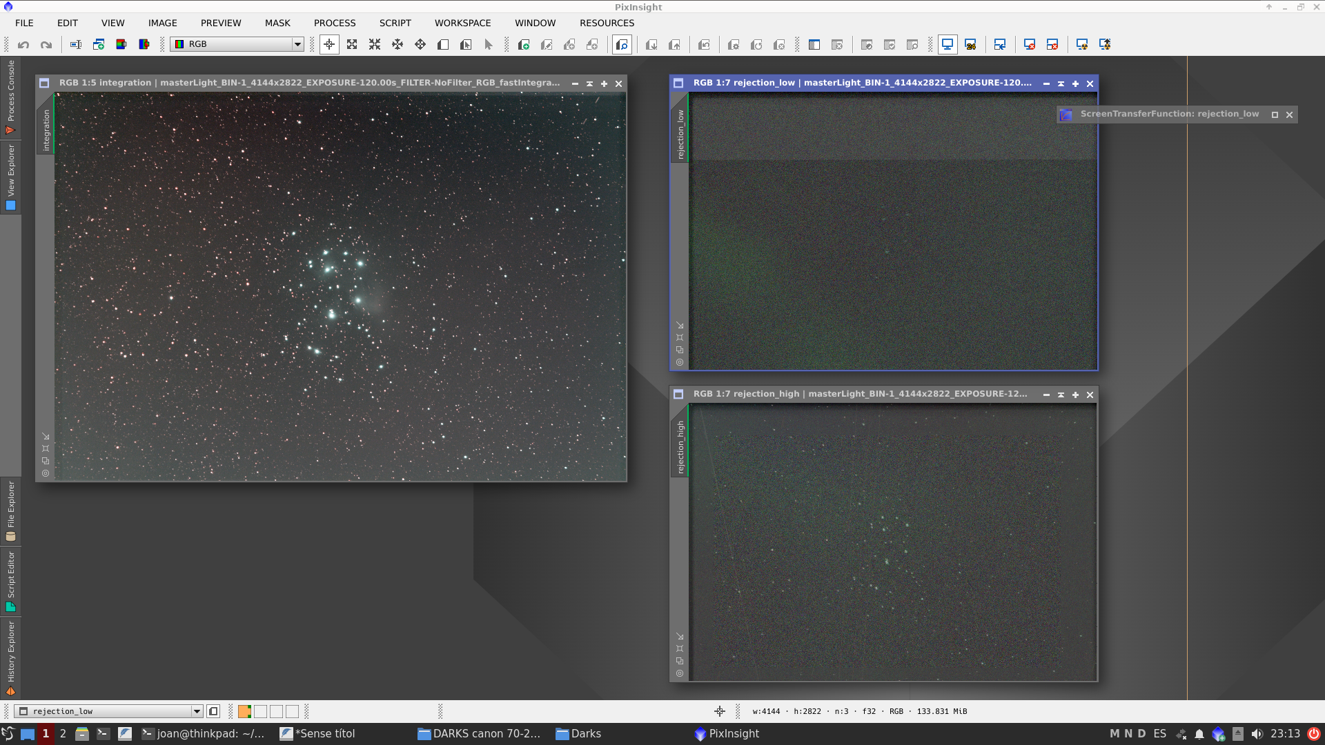 M45 amb un filtre molt restrictiu de 3nm