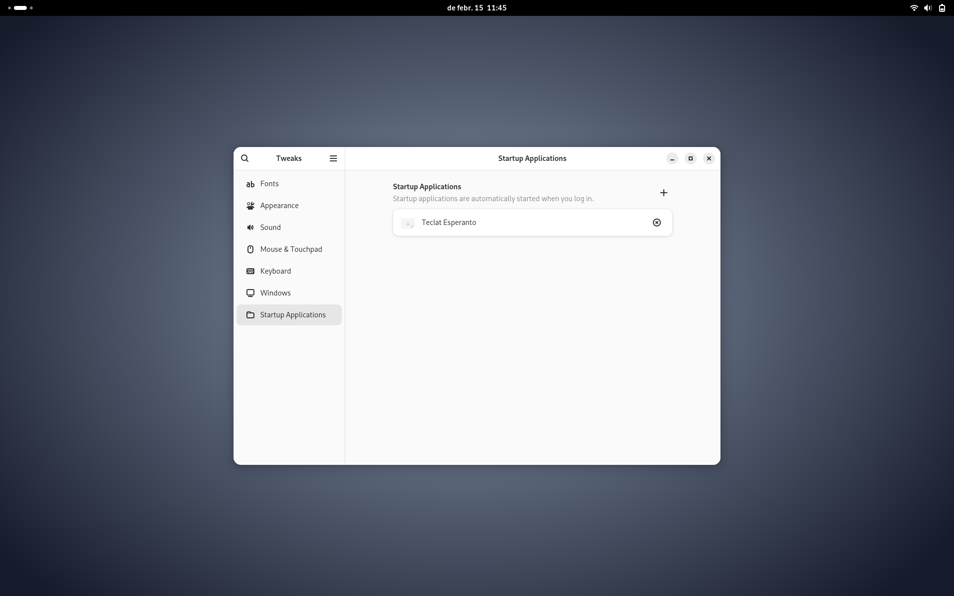 teclat en esperanto a Gnome