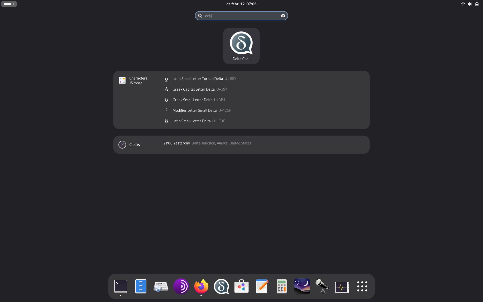 Delta Chat a Gnome3