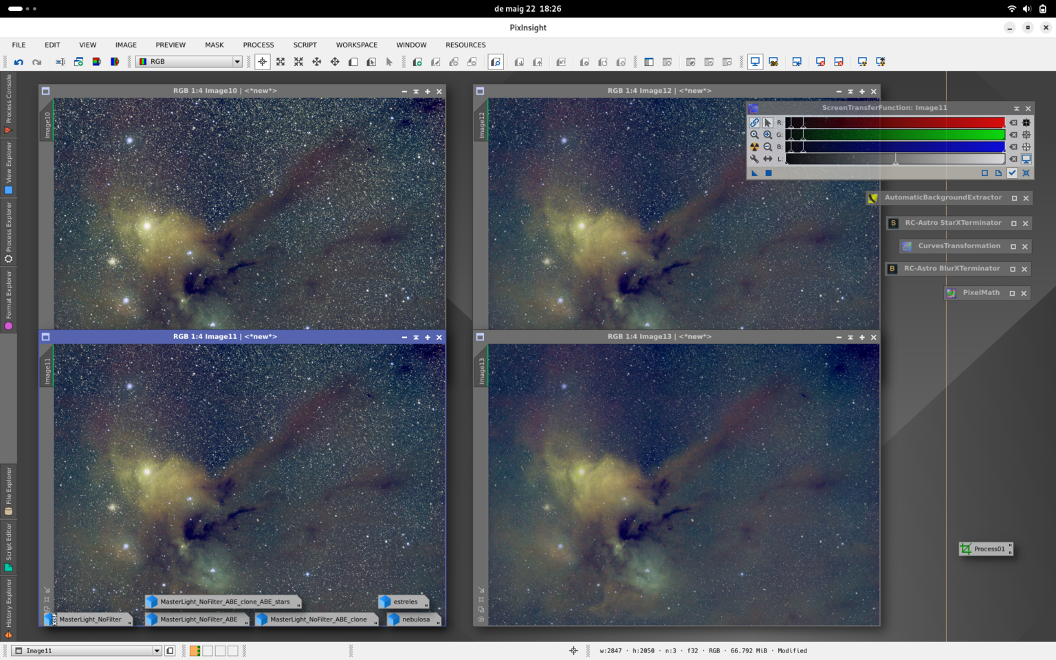 Processant Rho Ophiuchi amb Pixinsight