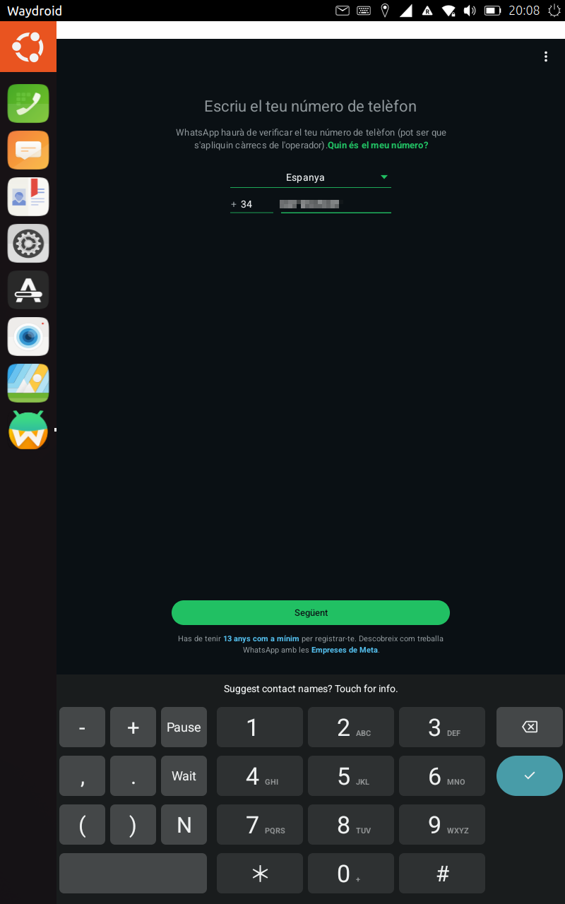 Ubuntu Touch + Waydroid + Whatsapp