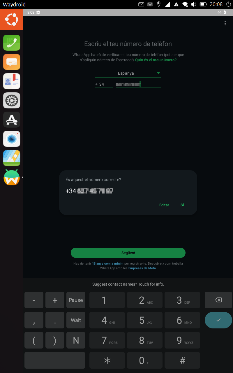 Ubuntu Touch + Waydroid + Whatsapp