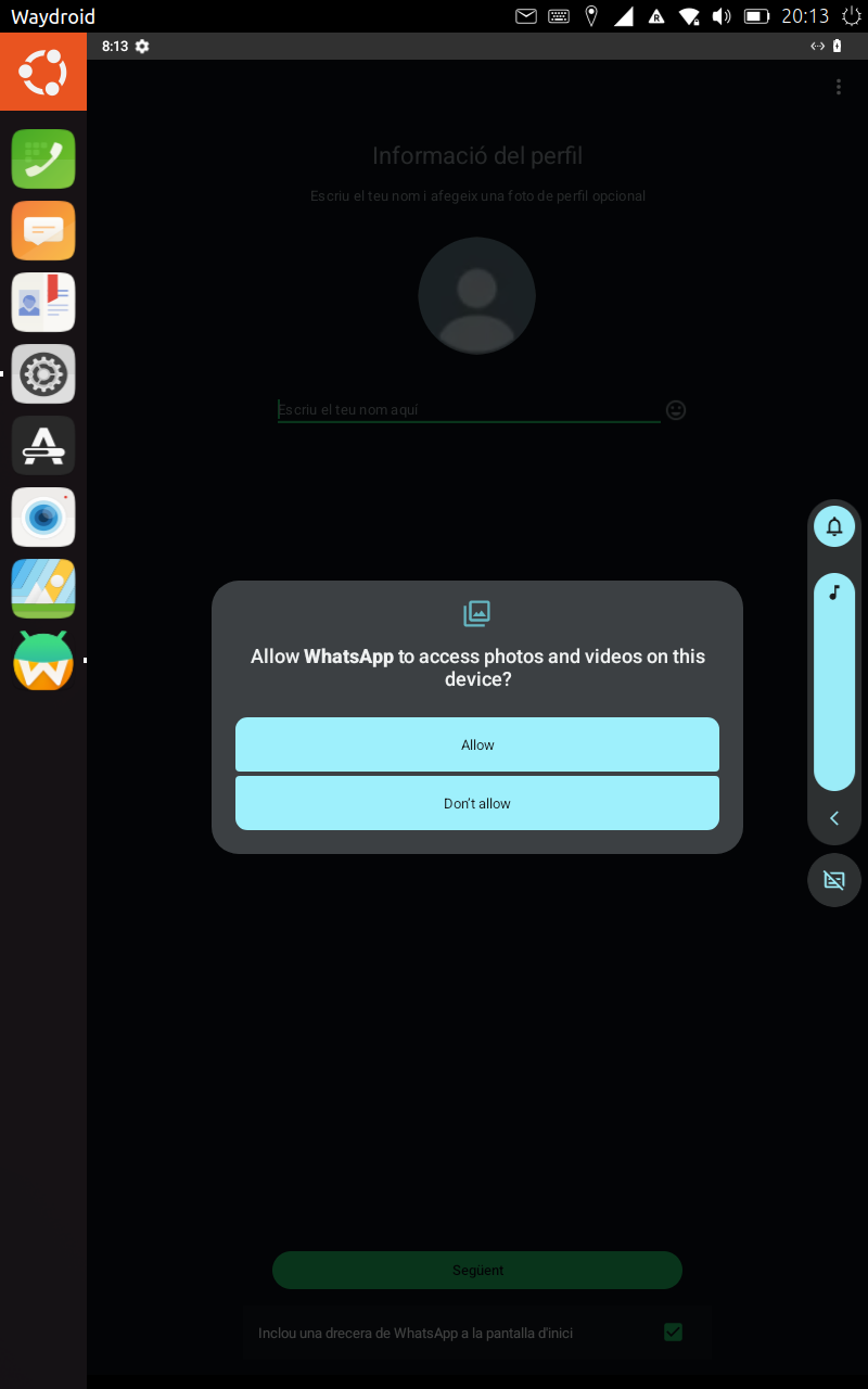 Ubuntu Touch + Waydroid + Whatsapp