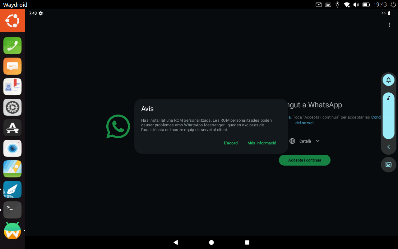 Ubuntu Touch + Waydroid + Whatsapp