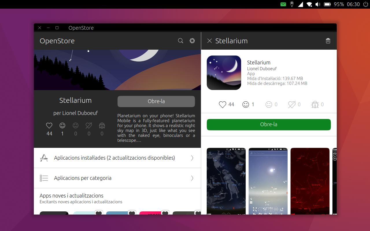 Stellarium a Ubuntu Touch