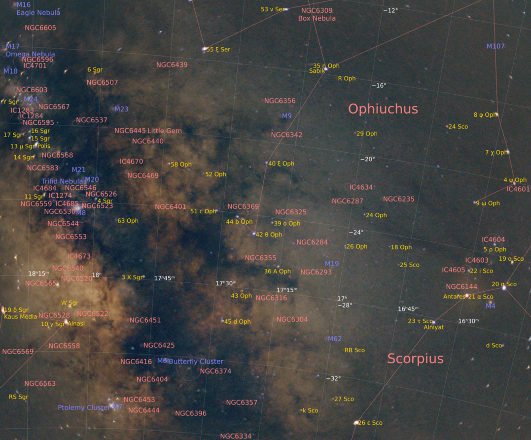 PixInsight regió de la via làctia i Rho Ophiuchi