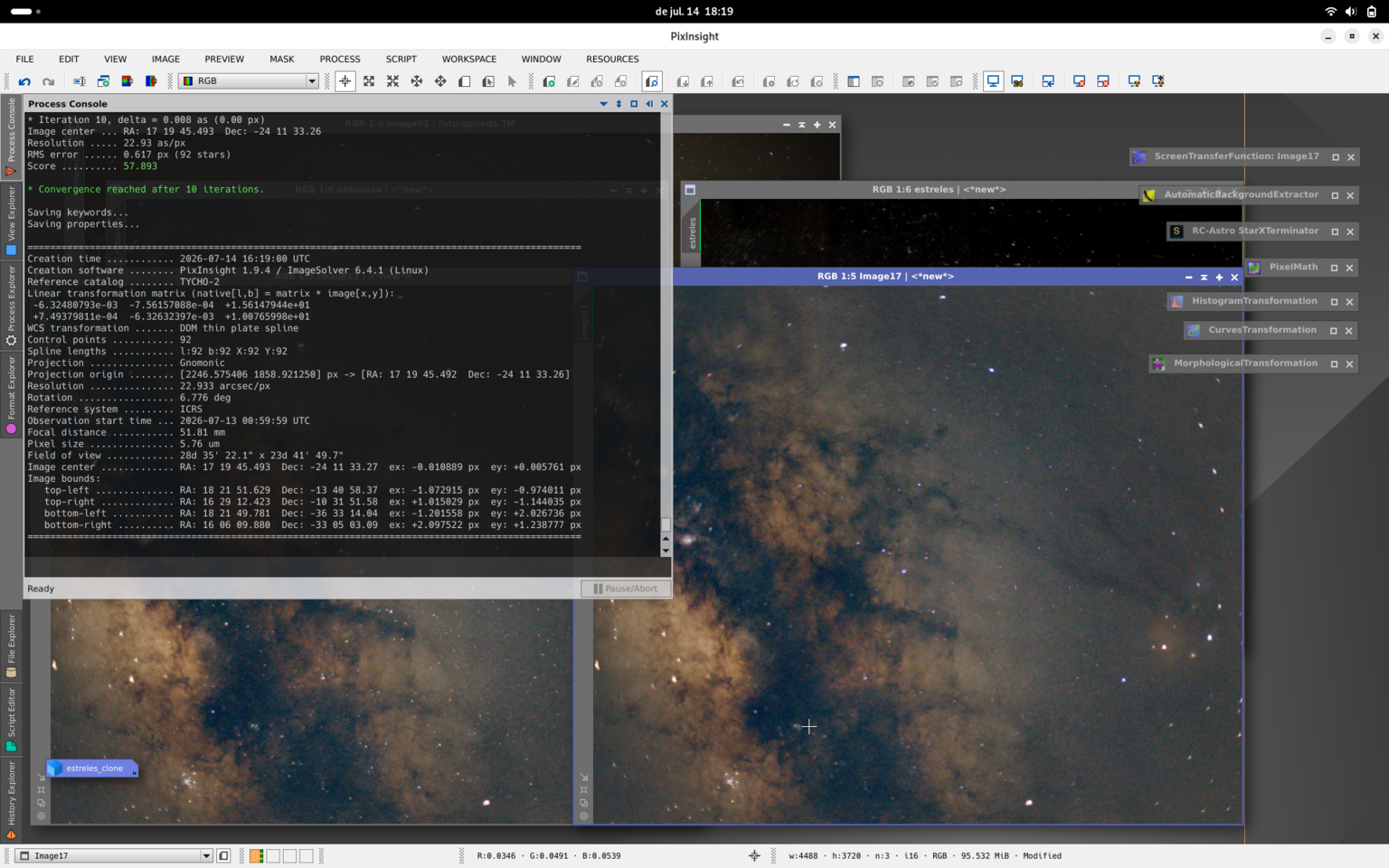 PixInsight regió de la via làctia i Rho Ophiuchi