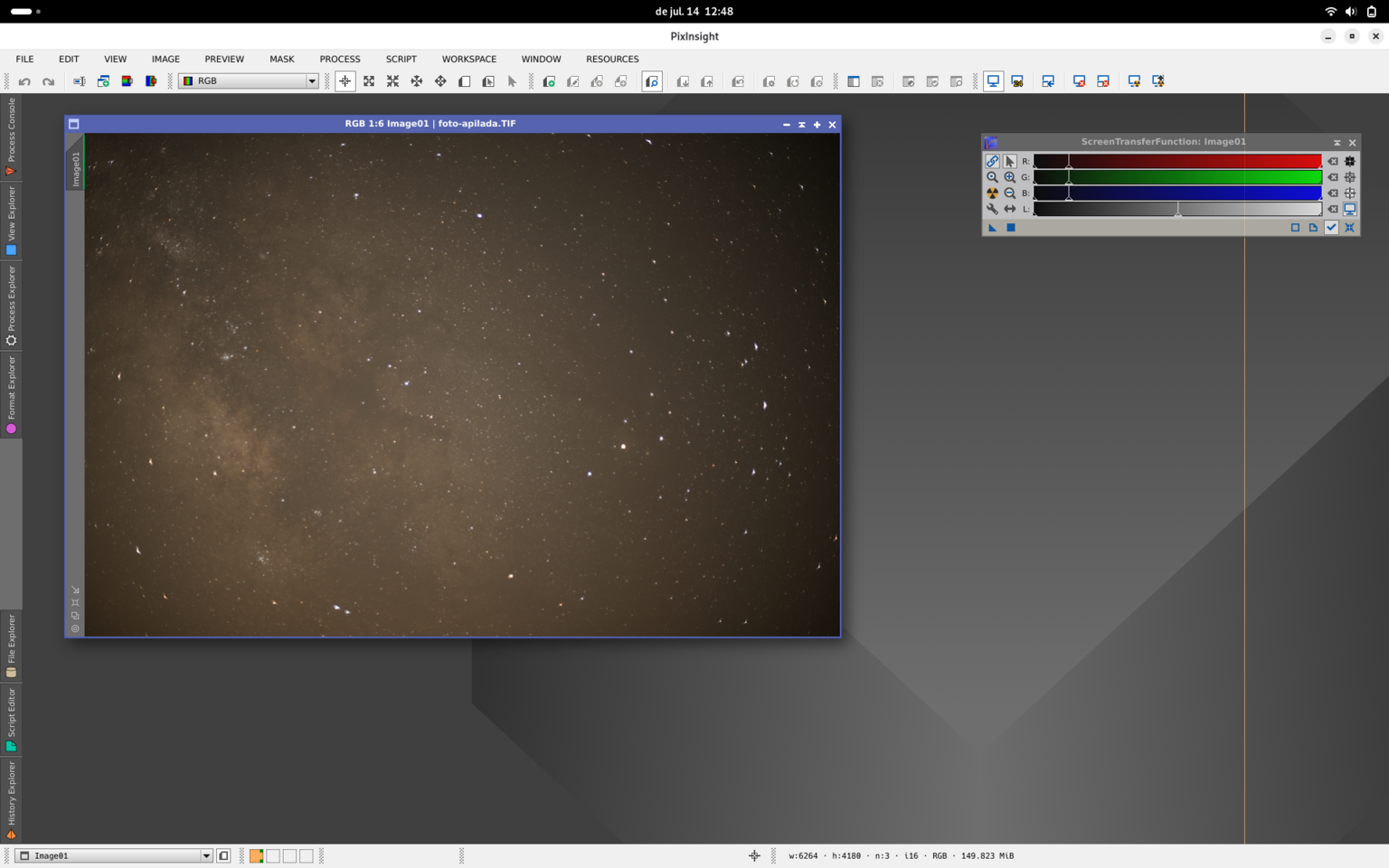PixInsight regió de la via làctia i Rho Ophiuchi