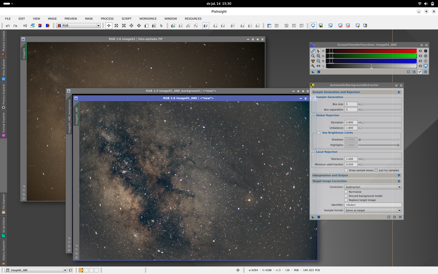 PixInsight regió de la via làctia i Rho Ophiuchi