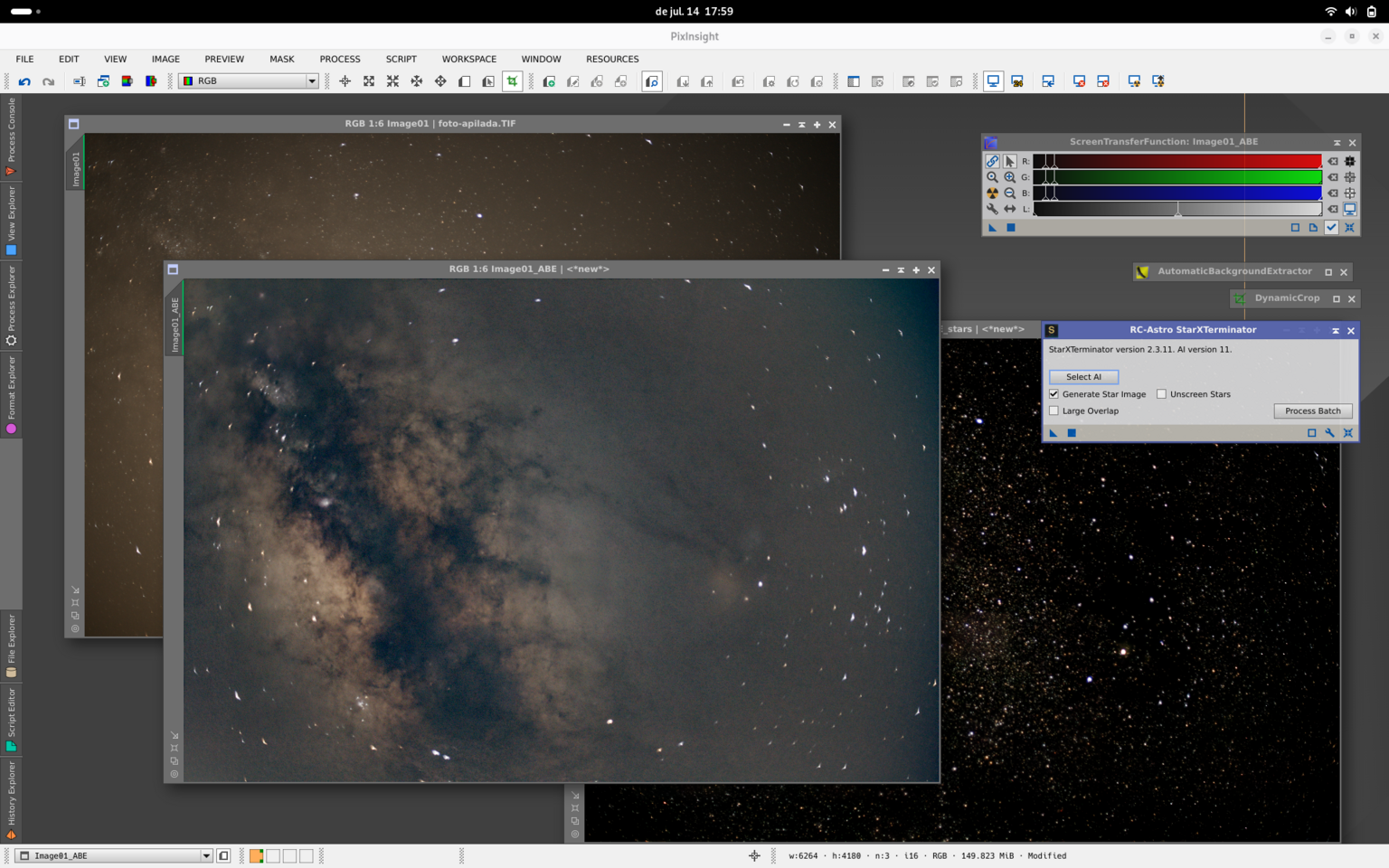 PixInsight regió de la via làctia i Rho Ophiuchi