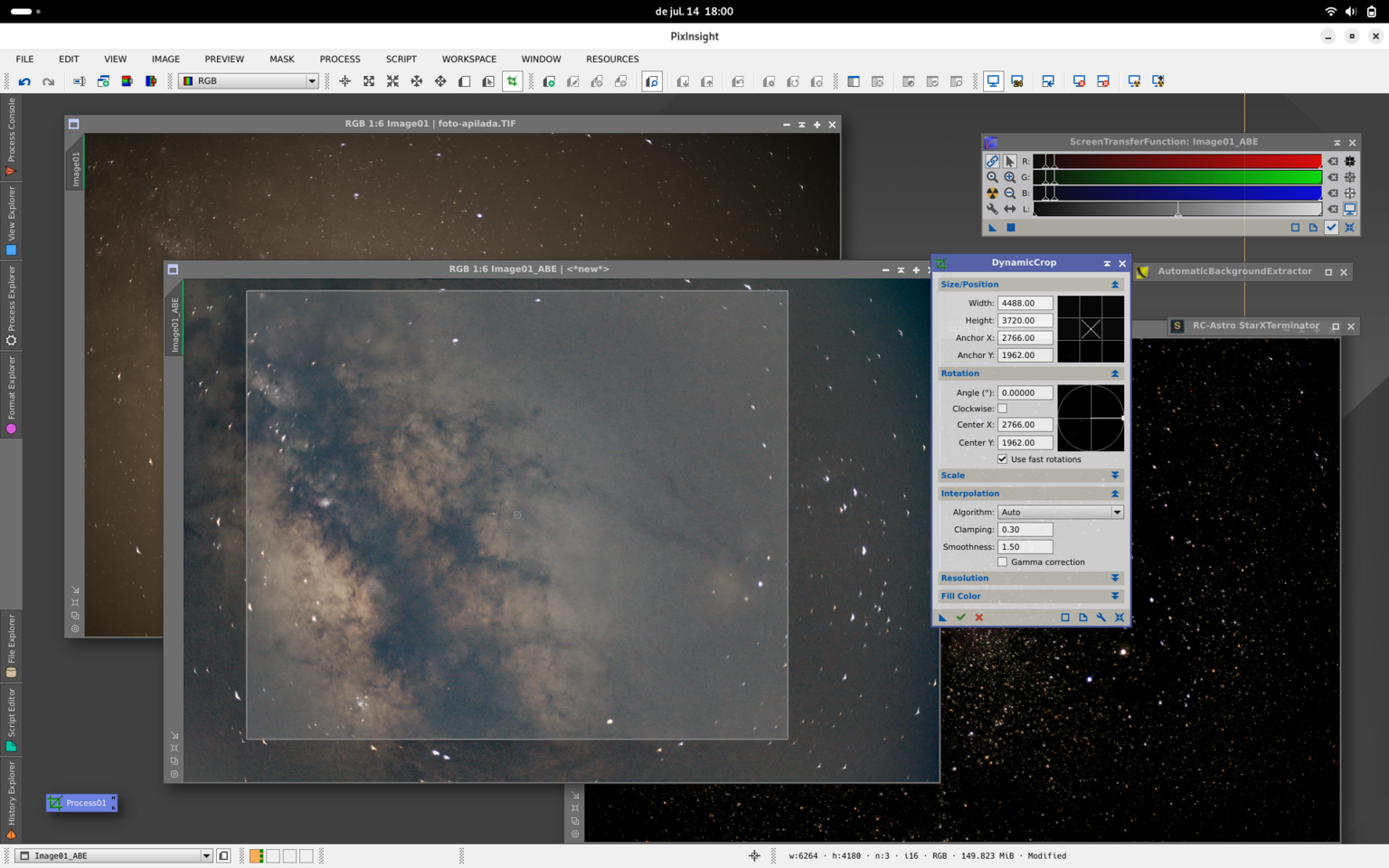 PixInsight regió de la via làctia i Rho Ophiuchi