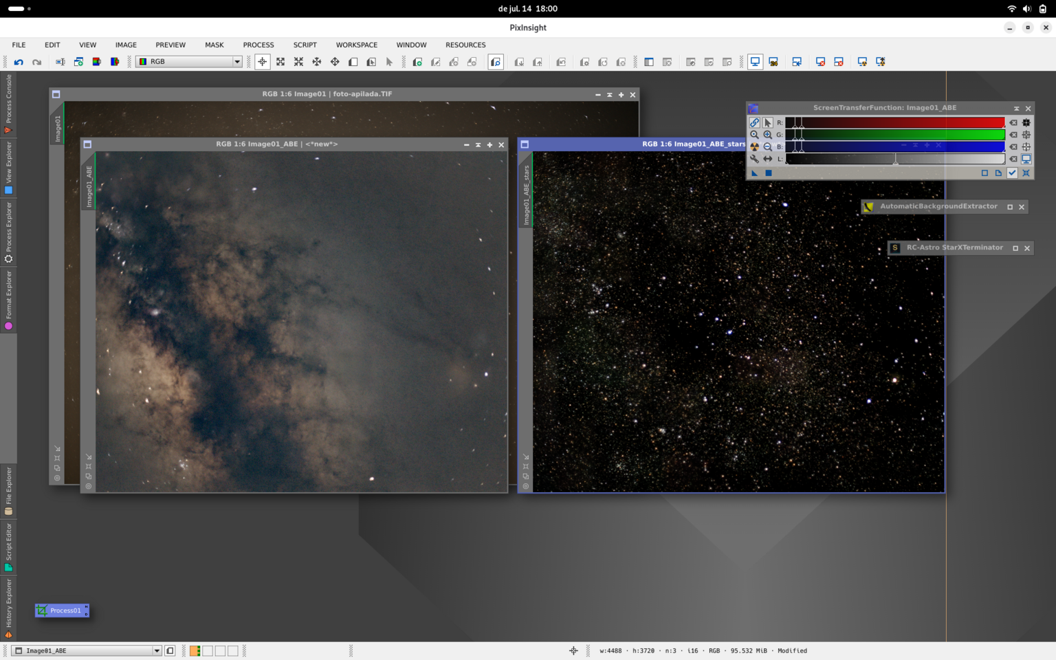 PixInsight regió de la via làctia i Rho Ophiuchi