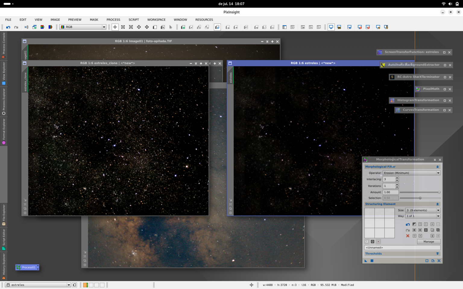 PixInsight regió de la via làctia i Rho Ophiuchi