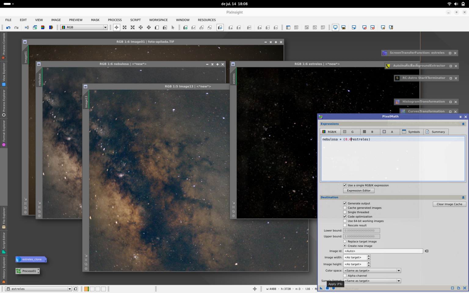 PixInsight regió de la via làctia i Rho Ophiuchi