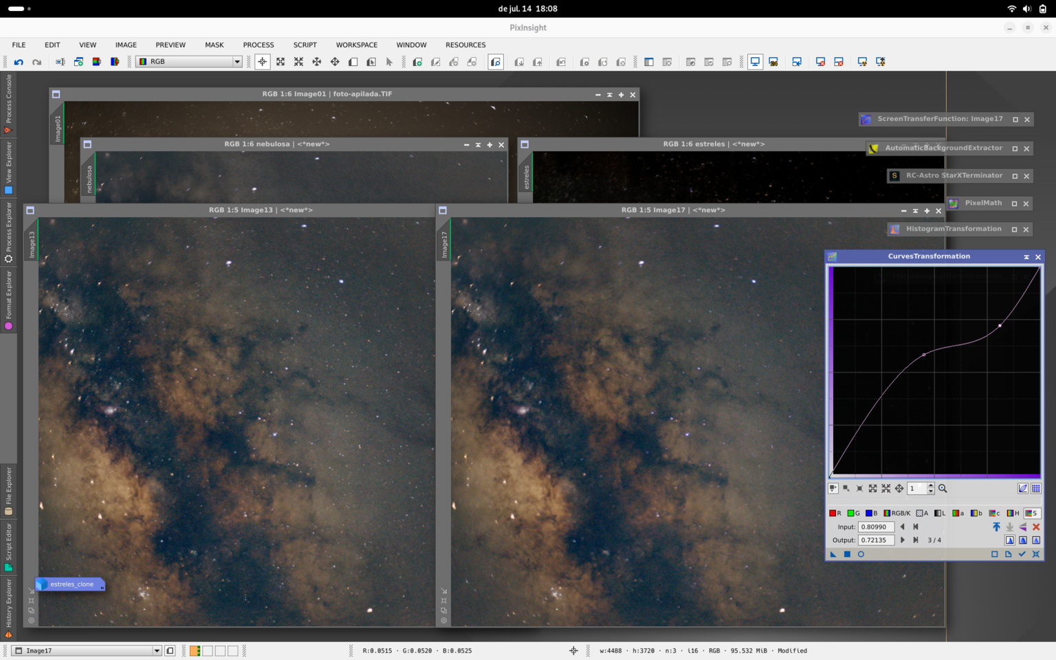 PixInsight regió de la via làctia i Rho Ophiuchi