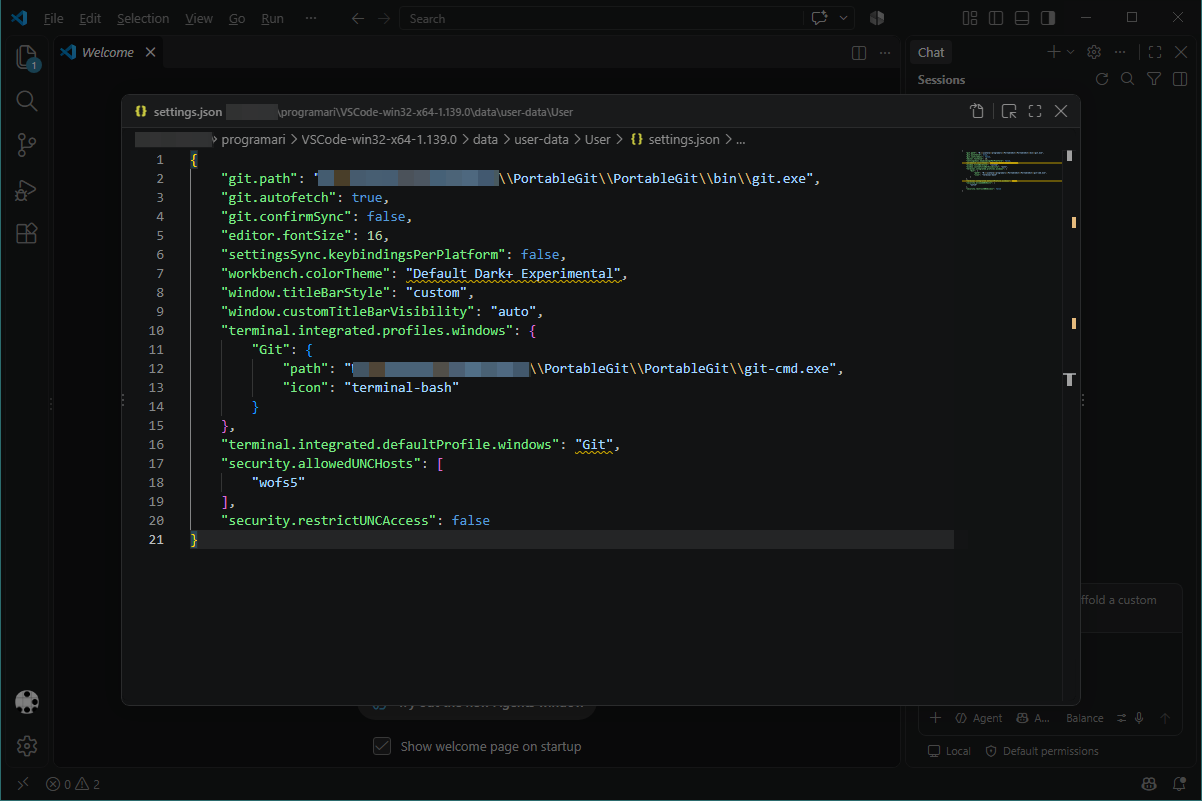 Visual Studio Code i Git portable
