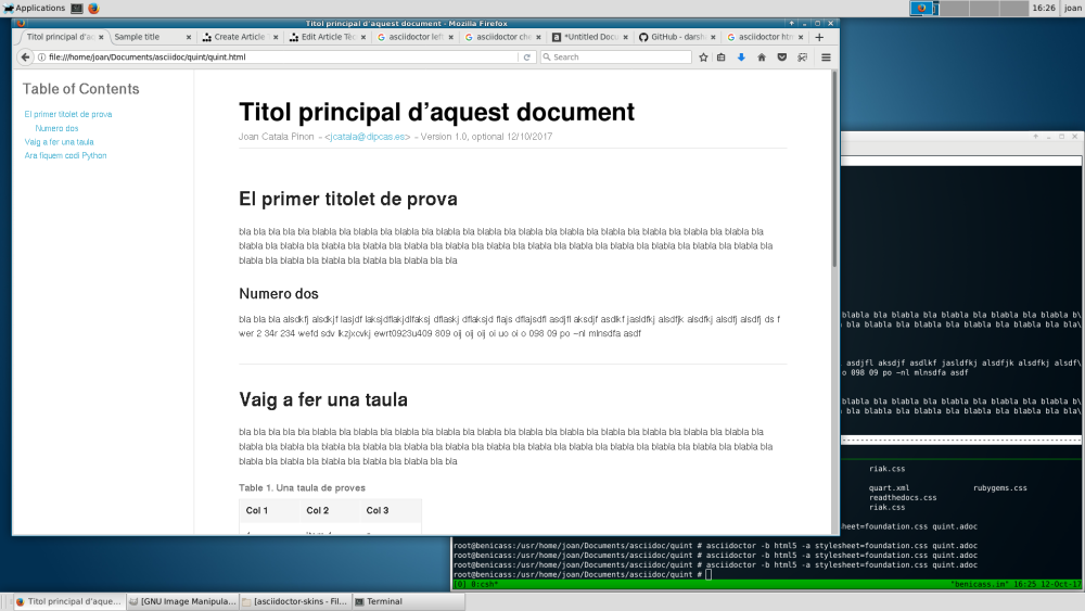 Diferents estructures i formats de fitxers amb AsciiDoctor