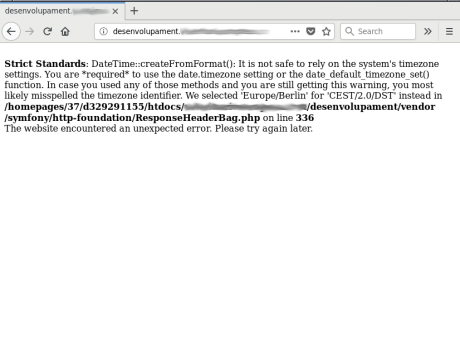 Solventant el "You are *required* to use the date.timezone setting" de Drupal 8 al servidor de 1and1